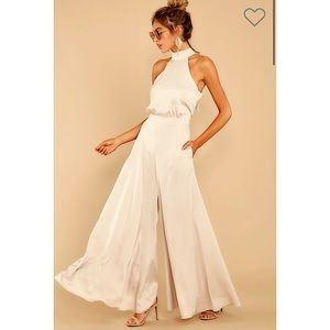 Stunning luxury Cream Halter Wide Leg Jumpsuit fr Red Dress Boutique-SOLD OUT!